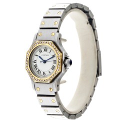 Cartier Santos Octagon diamond bezel - Dames horloge.