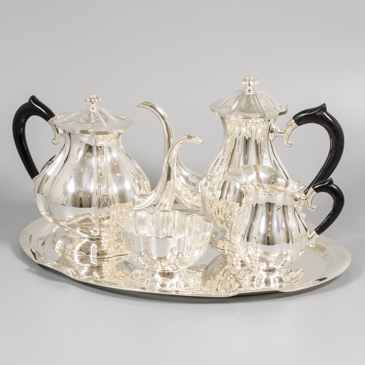 5-delig koffie- & theeservies zilver.