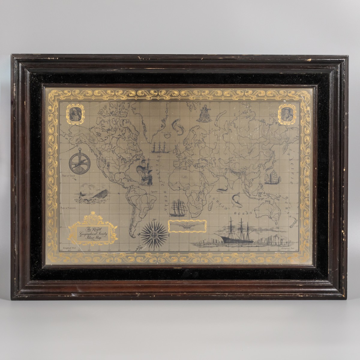 The Royal Geographical Society Silver Map, wereldkaart geëtst in zilver.
