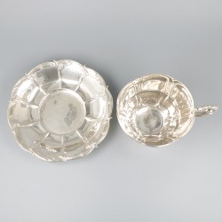 Kop en schotel, Martial Fray, Parijs ca. 1855, zilver.