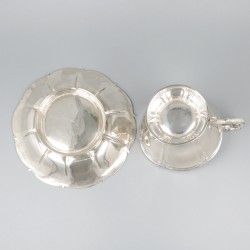 Kop en schotel, Martial Fray, Parijs ca. 1855, zilver.