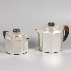 5-delig art deco koffie- en theeservies Gioconda, zilver.
