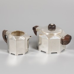 5-delig art deco koffie- en theeservies Gioconda, zilver.