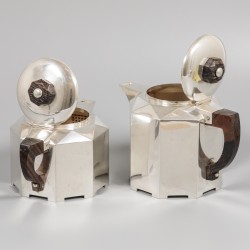5-delig art deco koffie- en theeservies Gioconda, zilver.