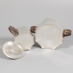 5-delig art deco koffie- en theeservies Gioconda, zilver.
