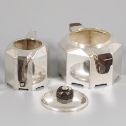 5-delig art deco koffie- en theeservies Gioconda, zilver.