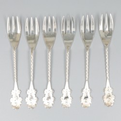 6-delige set taartvorkjes zilver.