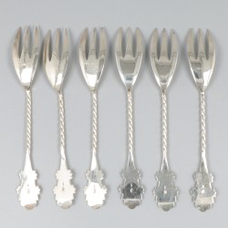 6-delige set taartvorkjes zilver.
