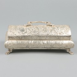 Theelepeldoos zilver.
