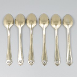 6-delige set theelepels met emaille, zilver.