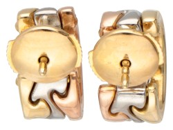 Georg Jensen 18 kt. tricolor gouden 'Fusion Puzzle' oorstekers ontworpen door Nina Koppel.