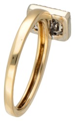 14 kt. Geelgouden cluster ring met diamant.