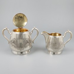 Koffie- & theeservies, Fyodor Gorbunov, Moskou ca. 1900, zilver.