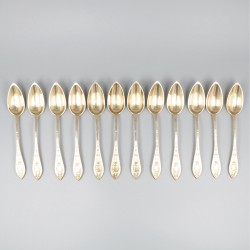 12-delige set koffielepels zilver.