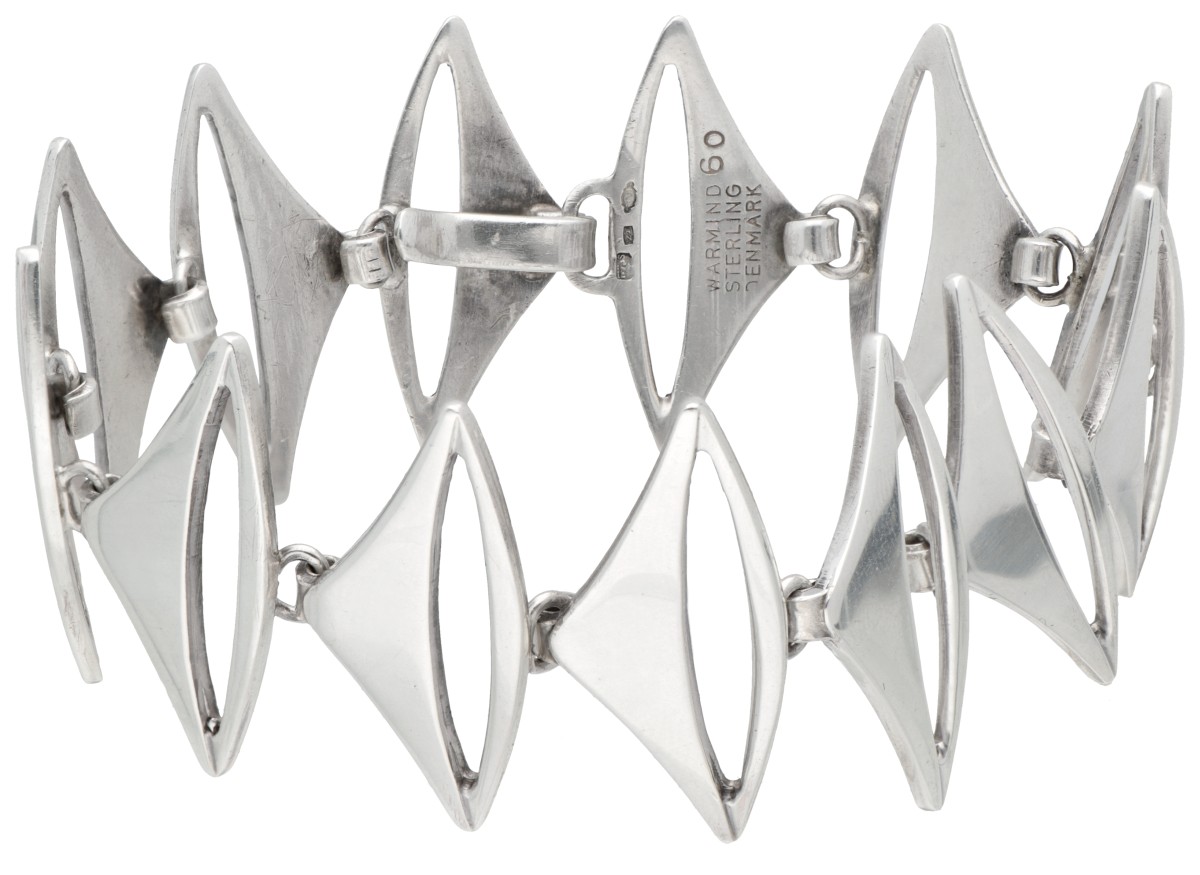 Poul Warmind sterling zilveren modernistische armband 'Running Triangles'.