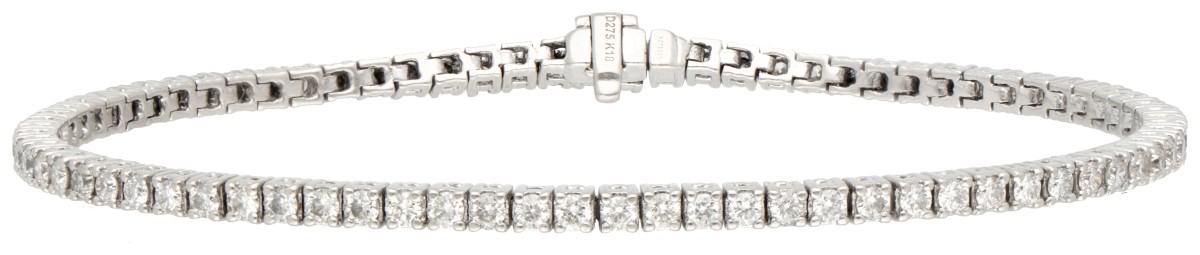 18 kt. Witgouden tennisarmband bezet met ca. 2.75 ct. diamant.