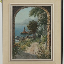 Daniél Been (Rotterdam 1885 - 1967 Baarn), Doorkijkje aan een Italiaans bergmeer.