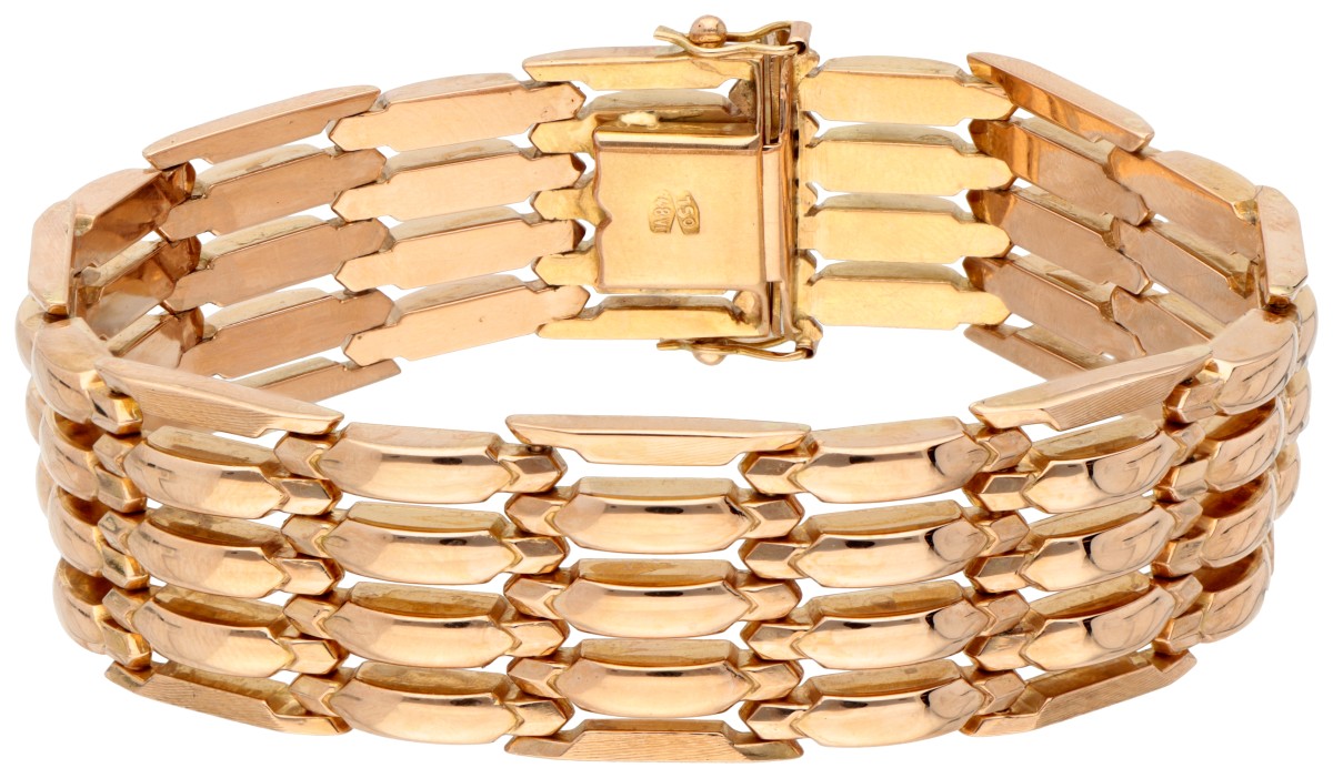 14K Roségouden Italiaanse schakelarmband.