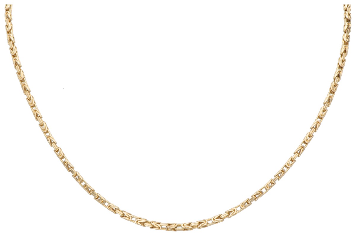 14 kt. Geelgouden koningsschakel collier.