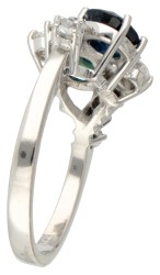No reserve - 14K Witgouden Toi & Moi ring bezet met ca. 0.48 ct. natuurlijke saffier en diamant.
