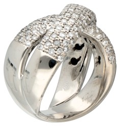 18 kt. Witgouden cross-over ring bezet met ca. 1.77 ct. diamant.