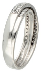 18 kt. Witgouden cross-over ring bezet met ca. 0.25 ct. diamant.