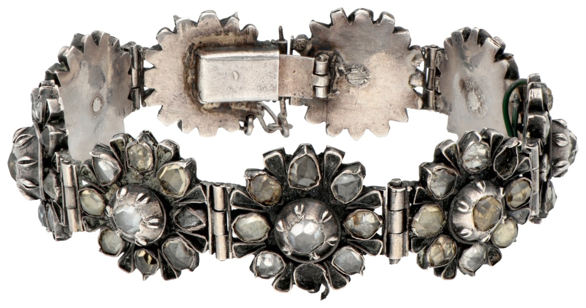 Indiaanse Polki zilveren armband bezet met natuurlijke zirkoon.