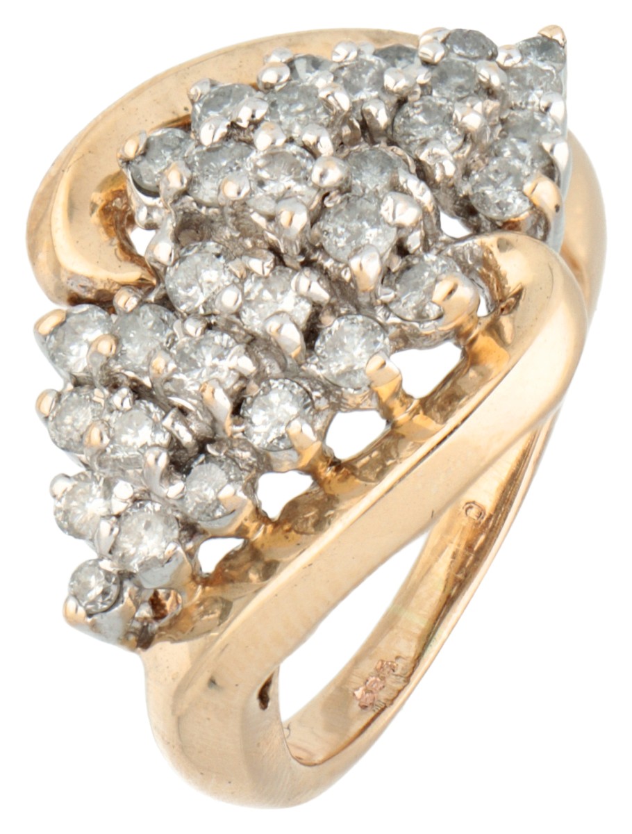 Vintage 14 kt. geelgouden ring bezet met ca. 0.51 ct. diamant.