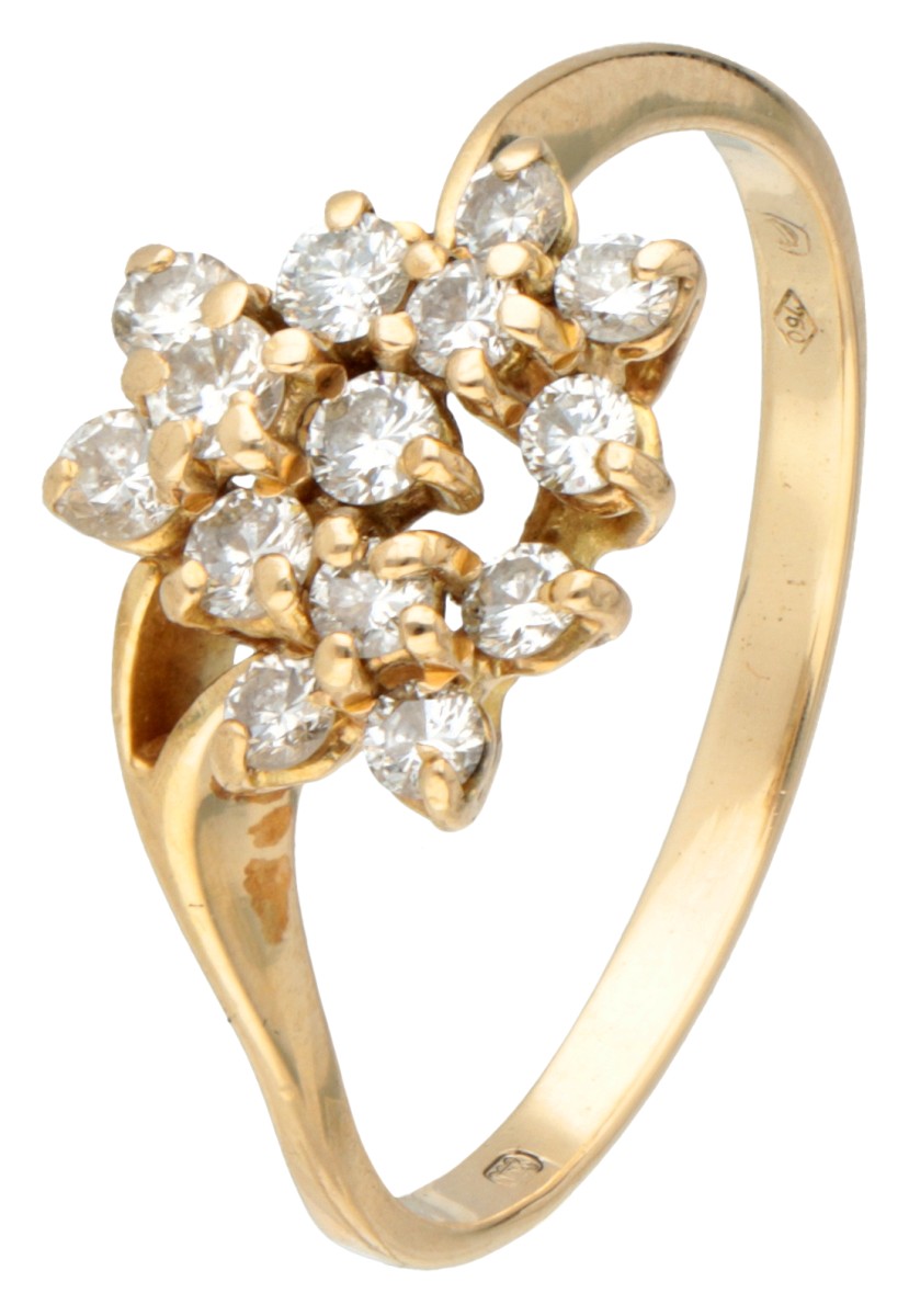 Vintage 18 kt. geelgouden ring bezet met ca. 0.33 ct. diamant.