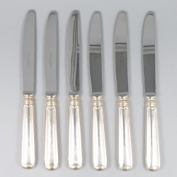 Robbe & Beking 6-delige set dessertmessen, model Alt-Faden, zilver.