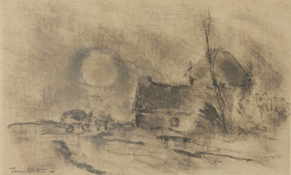 Toon Koster (Schiedam 1913 - 1989 Woerden), oogsten bij maanlicht.