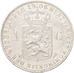 1 Gulden. Wilhelmina. 1906. Zeer Fraai +.