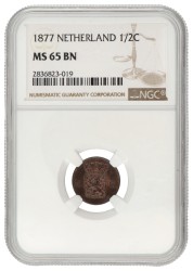 ½ cent. Willem III. 1877. MS 65 BN.