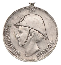 1 Gulden - als hanger aan ketting. Wilhelmina in Londen. 1940. Zeer Fraai +.