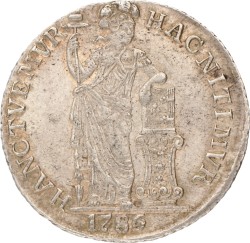 1 gulden. V.O.C. (West-Friesland). 1786/65. Zeer Fraai.