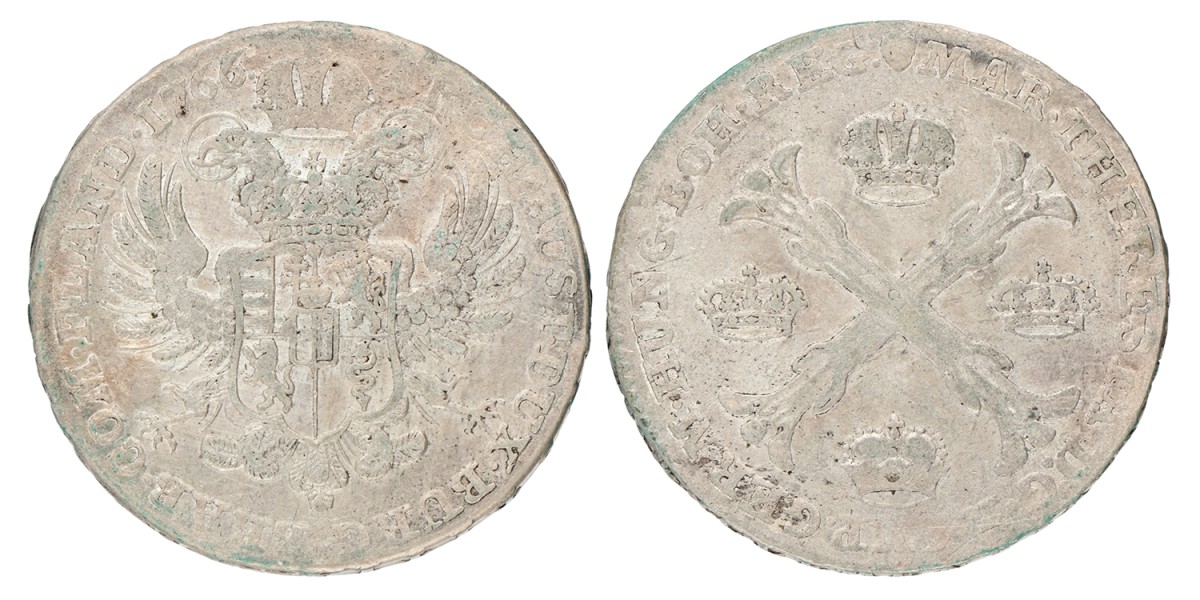 Kronenthaler. Brabant. Brussel. Maria Theresia. 1766 - Stempelschade rond 6. Zeer Fraai -.