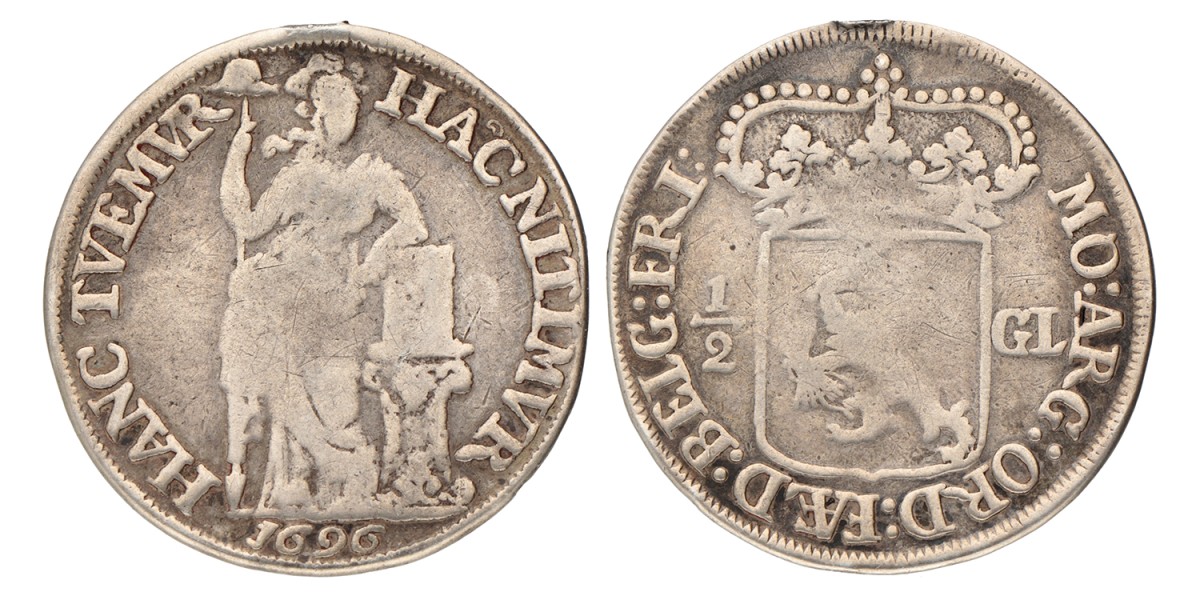 Halve gulden. Friesland. 1696. Fraai.