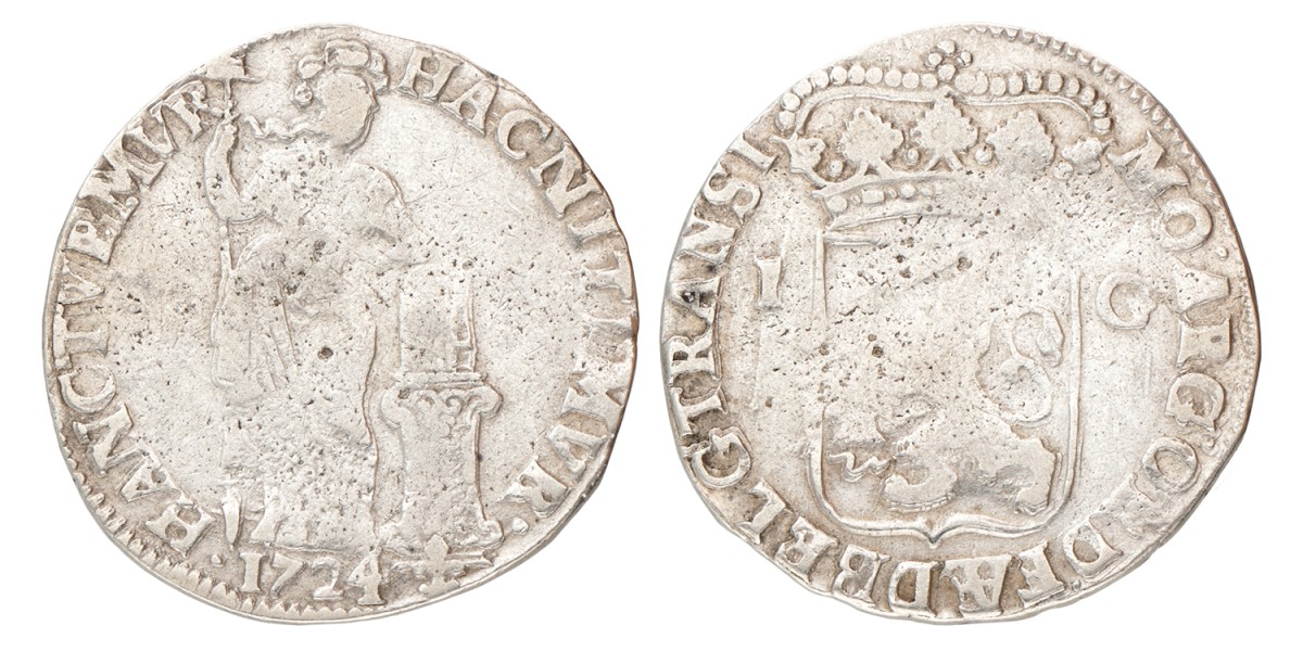 1 gulden - Generaliteits. Overijssel. 1724. Fraai.