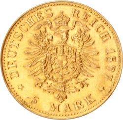 German states. Prussia. Wilhelm I. 5 Mark. 1877 A.