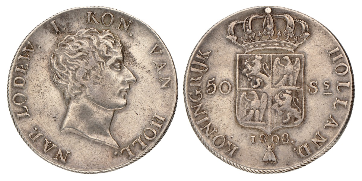 50 Stuivers. Lodewijk Napoleon. 1808. Zeer Fraai +.
