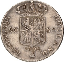 50 Stuivers. Lodewijk Napoleon. 1808. Zeer Fraai +.