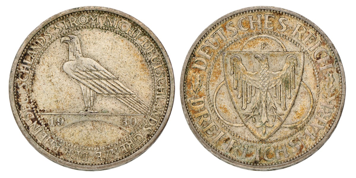 Germany. Weimar republic. 3 Mark - Rheinlandräumung. 1930 F.