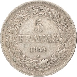 Belgium. Leopold I. 5 Francs. 1849.