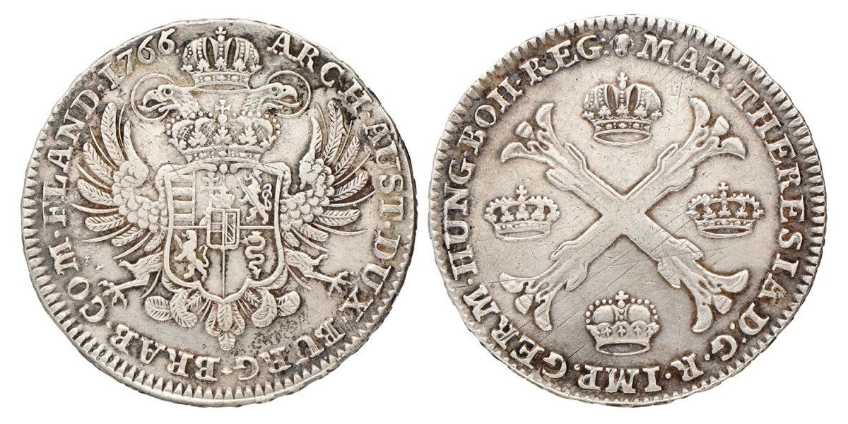 Kronenthaler. Brabant. Antwerpen. Maria Theresia. 1766. Zeer Fraai.