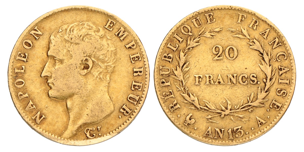 France. Empire. Napoleon. 20 Francs. An 13.