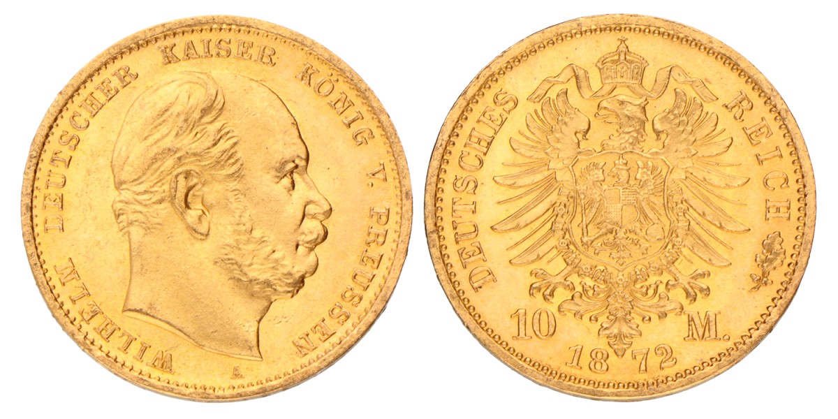 German states. Prussia. Wilhelm I. 10 Mark. 1872 A.