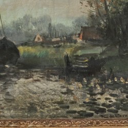 Cornelis de Bruin (Utrecht 1870 - 1940 Amsterdam), Breukelerveen; daarbij een heide landschap. (2x).