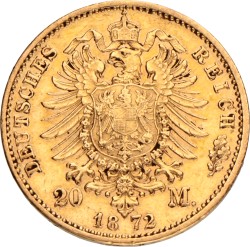 German states. Bavaria. Lüdwich II. 20 Mark. 1872 D.