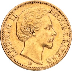 German states. Bavaria. Lüdwich II. 20 Mark. 1872 D.