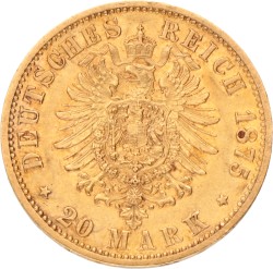 German states. Prussia. Wilhelm I. 20 Mark. 1875 B.